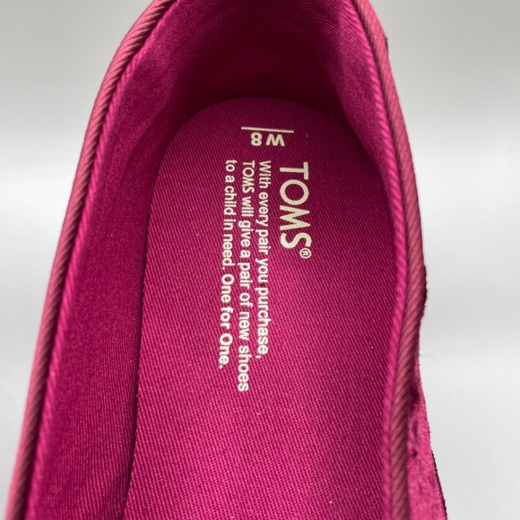 TOMS Women Cherry Red Velvet Alpargata Slip On - Size 8M - Picture 6 of 6